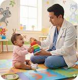 Bebé en sesión de estimulación temprana